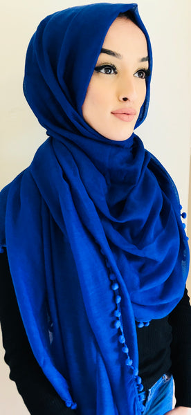 Iqra Pom Pom Hijab Blue