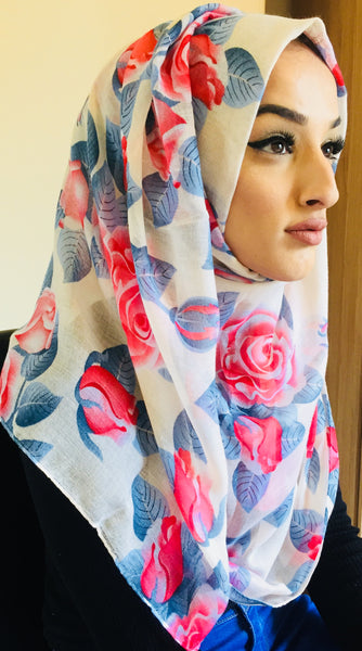 Alisha Floral Hijab Cream