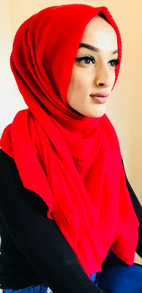 Hafsah Crinkle Hijab Red