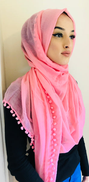 Iqra Pom Pom Hijab Soft Pink